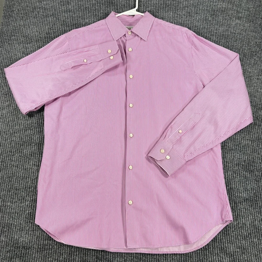 Banana Republic Shirt Mens Large Purple Striped‎ Long Sleeve Button Up Classic